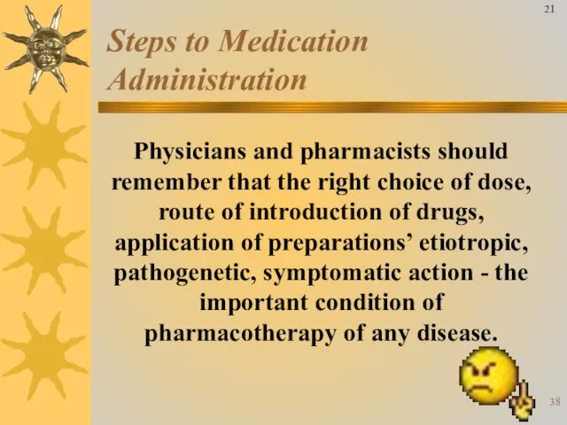 Physicians and pharmacists should remember that the right choice of dose, route
