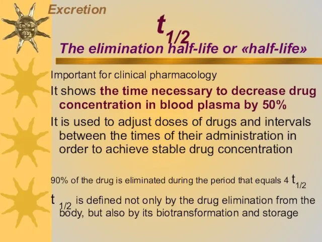 Important for clinical pharmacology It shows the time necessary to decrease drug