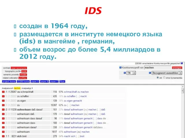 создан в 1964 году, размещается в институте немецкого языка (ids) в мангейме