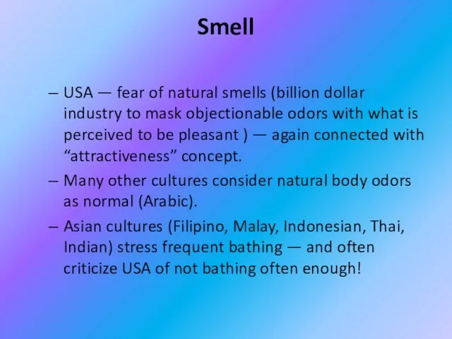 Smell USA — fear of natural smells (billion dollar industry to mask