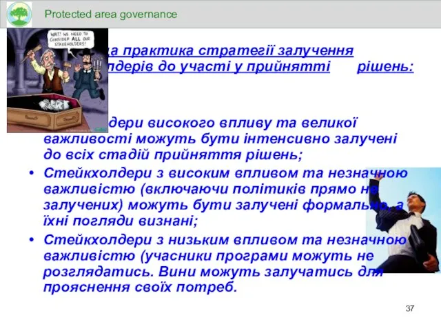 Краща практика стратегії залучення стейкхолдерів до участі у прийнятті рішень: Стекхолдери високого