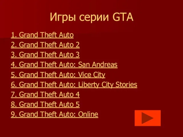 Игры серии GTA 1. Grand Theft Auto 2. Grand Theft Auto 2