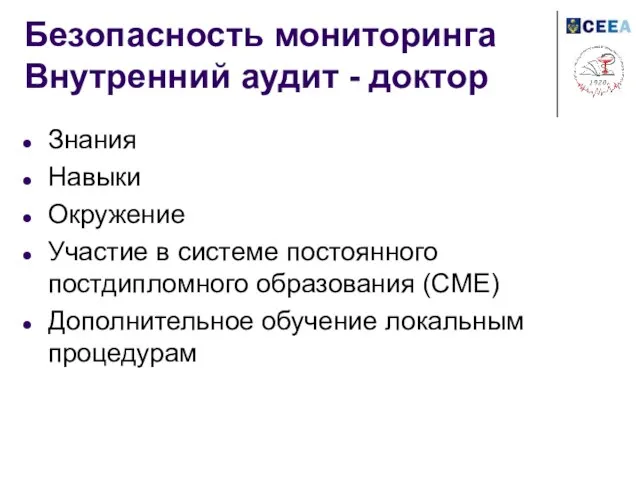 Безопасность мониторинга Внутренний аудит - доктор Знания Навыки Окружение Участие в системе