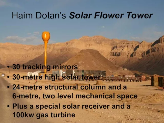 Haim Dotan’s Solar Flower Tower 30 tracking mirrors 30-metre high solar tower: