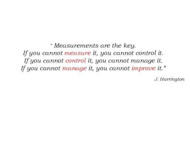 “ Measurements are the key. If you cannot measure it, you cannot