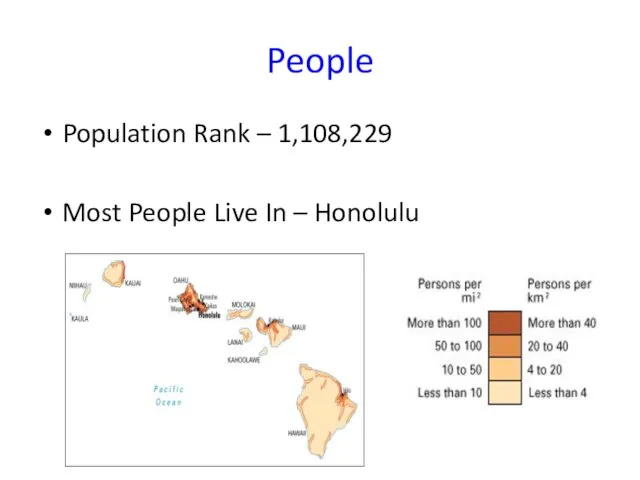 People Population Rank – 1,108,229 Most People Live In – Honolulu