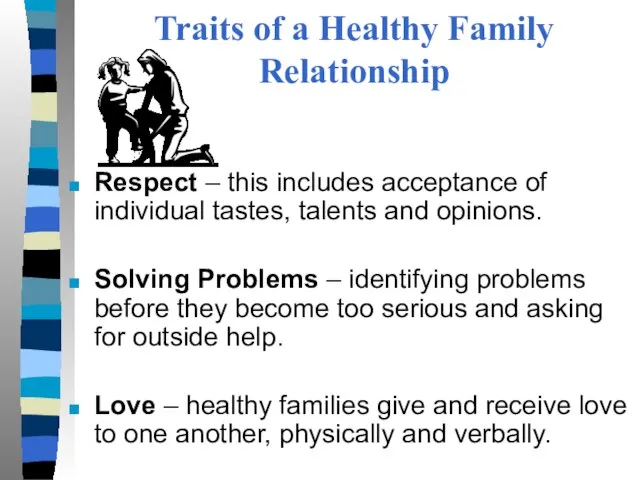 Traits of a Healthy Family Relationship Respect – this includes acceptance of