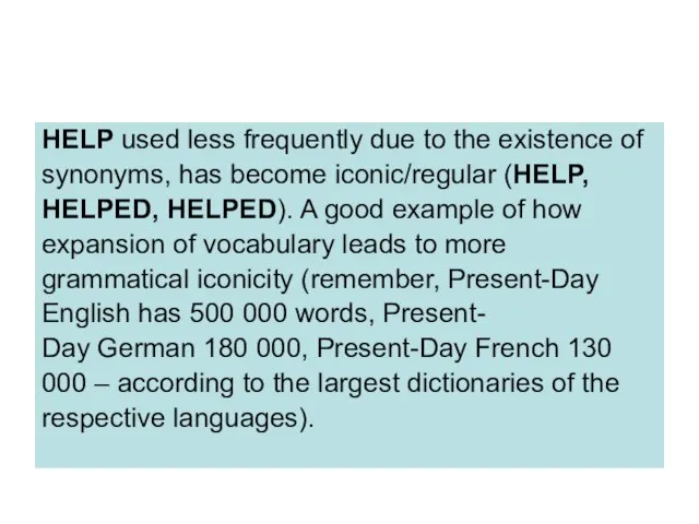 HELP used less frequently due to the existence of synonyms, has become