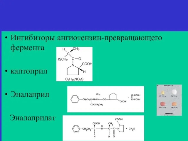 Ингибиторы ангиотензин-превращающего фермента каптоприл Эналаприл Эналаприлат