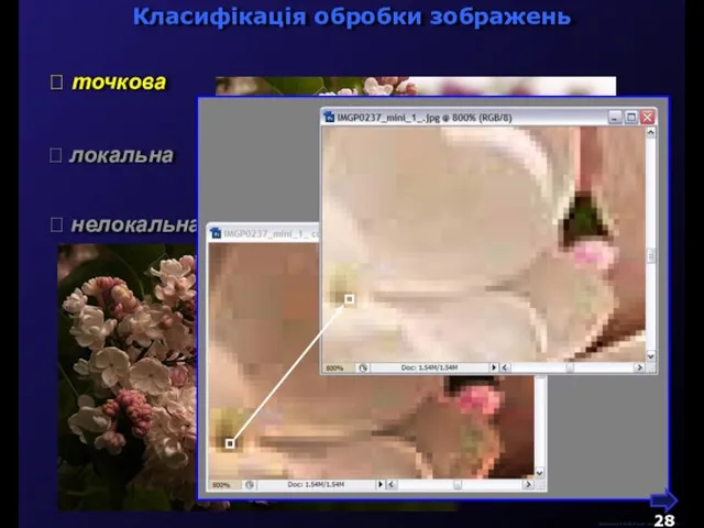 Класифікація обробки зображень М.Кононов © 2009 E-mail: mvk@univ.kiev.ua  точкова  локальна  нелокальна