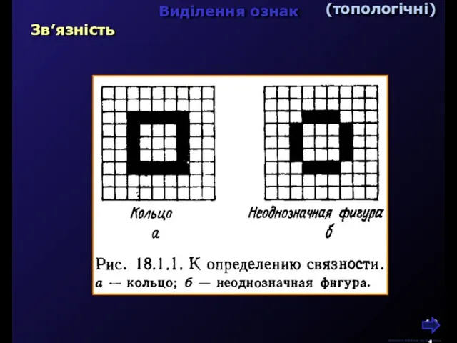 М.Кононов © 2009 E-mail: mvk@univ.kiev.ua Виділення ознак Зв’язність (топологічні)