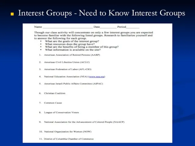 Interest Groups - Need to Know Interest Groups