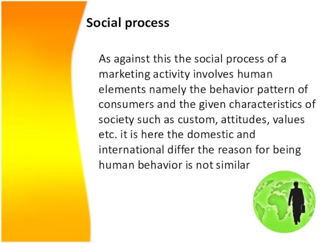 Social process As against this the social process of a marketing activity