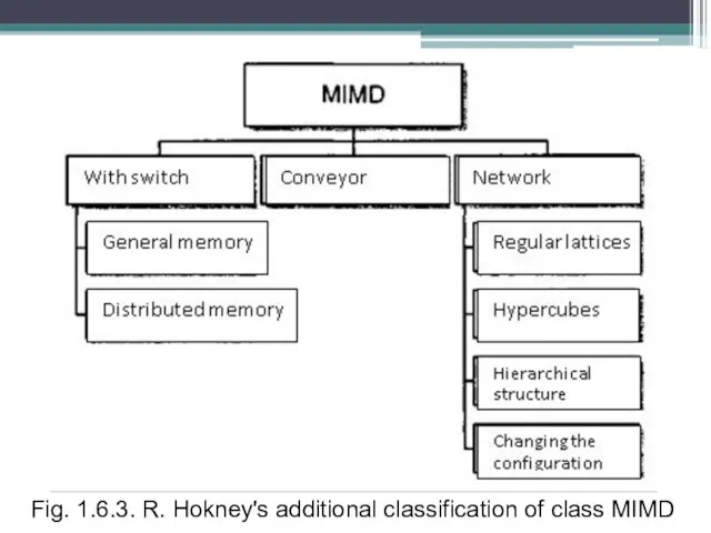 Fig. 1.6.3. R. Hokney's additional classification of class MIMD