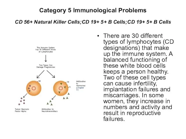 Category 5 Immunological Problems CD 56+ Natural Killer Cells;CD 19+ 5+ B