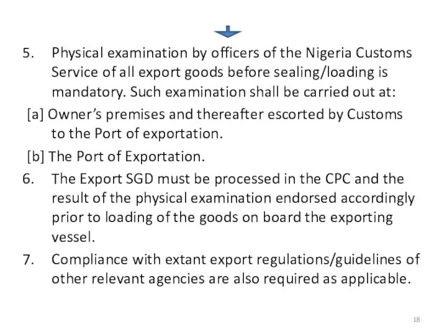 Physical examination by officers of the Nigeria Customs Service of all export