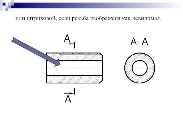 или штриховой, если резьба изображена как невидимая.