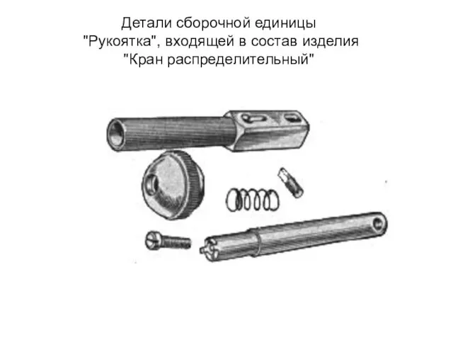 Детали сборочной единицы "Рукоятка", входящей в состав изделия "Кран распределительный"