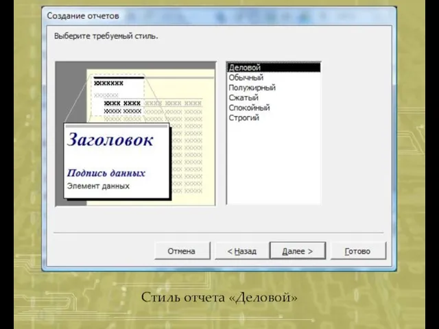 Стиль отчета «Деловой»