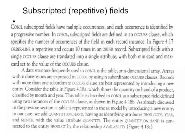 Subscripted (repetitive) fields