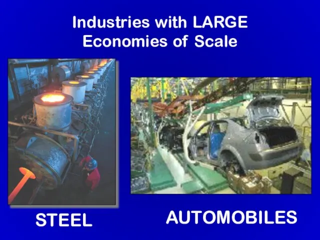 Industries with LARGE Economies of Scale STEEL AUTOMOBILES