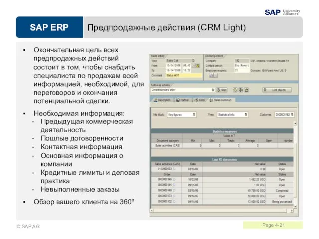 Предпродажные действия (CRM Light) Окончательная цель всех предпродажных действий состоит в том,