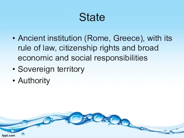 State Ancient institution (Rome, Greece), with its rule of law, citizenship rights