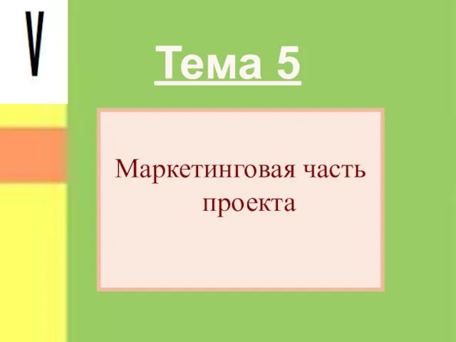 Тема 5 Маркетинговая часть проекта