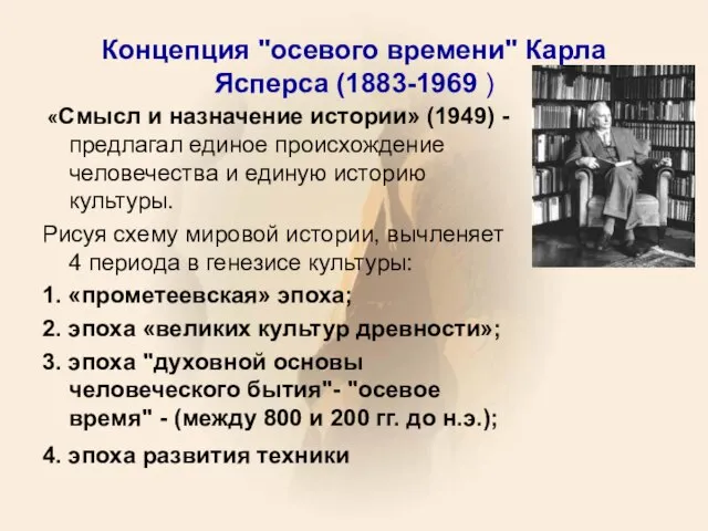 Концепция "осевого времени" Карла Ясперса (1883-1969 ) «Смысл и назначение истории» (1949)