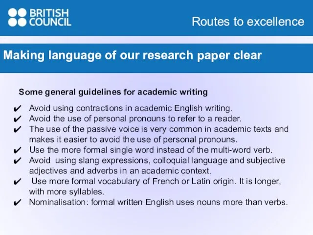 Making language of our research paper clear Some general guidelines for academic