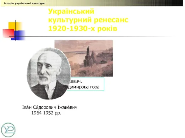 Український культурний ренесанс 1920-1930-х років І.Їжакевич. Володимирова гора Іва́н Си́дорович Їжаке́вич 1964-1952 рр.