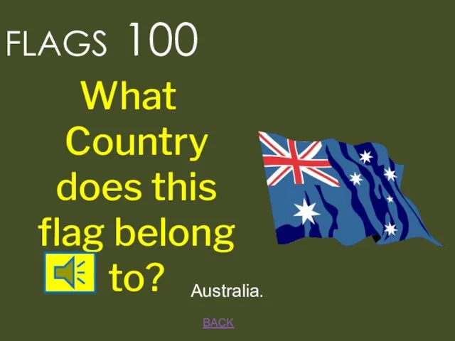 FLAGS 100 BACK Australia. What Country does this flag belong to?