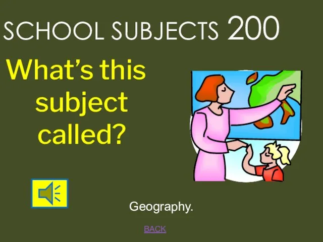 BACK SCHOOL SUBJECTS 200 Geography. What’s this subject called?