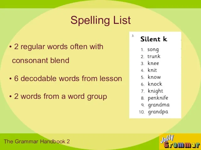 Spelling List 2 regular words often with consonant blend 6 decodable words