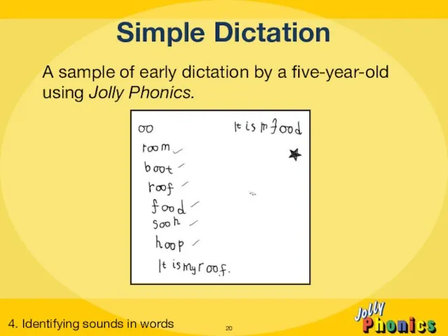 Simple Dictation A sample of early dictation by a five-year-old using Jolly