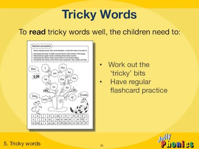 To read tricky words well, the children need to: Work out the