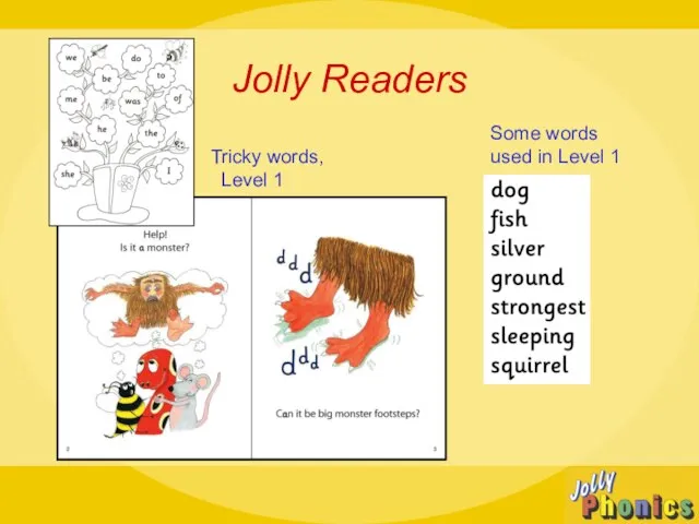 Some words used in Level 1 Level 1 Jolly Readers Tricky words, Level 1