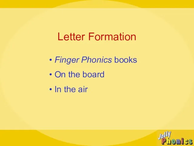 Letter Formation Finger Phonics books On the board In the air