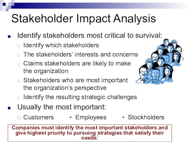 11 | Identify stakeholders most critical to survival: Identify which stakeholders The