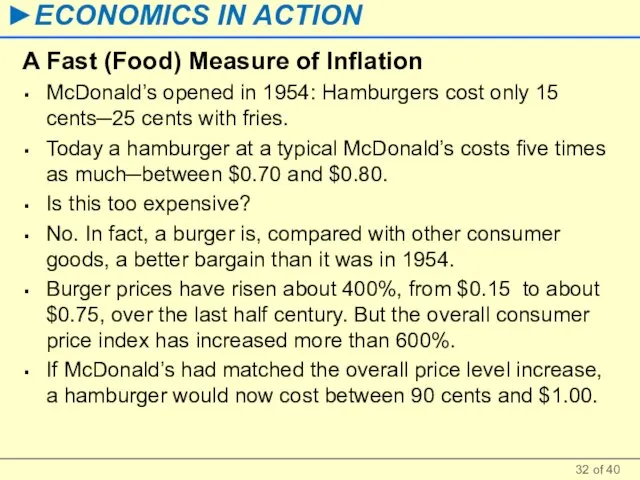 A Fast (Food) Measure of Inflation McDonald’s opened in 1954: Hamburgers cost