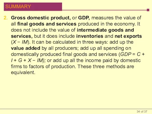 Gross domestic product, or GDP, measures the value of all final goods