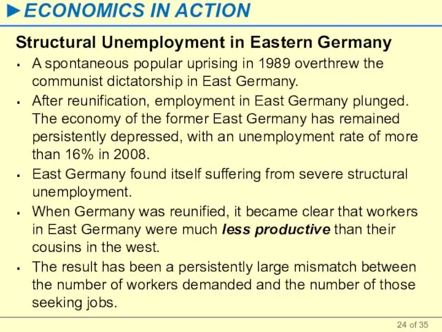 Structural Unemployment in Eastern Germany A spontaneous popular uprising in 1989 overthrew