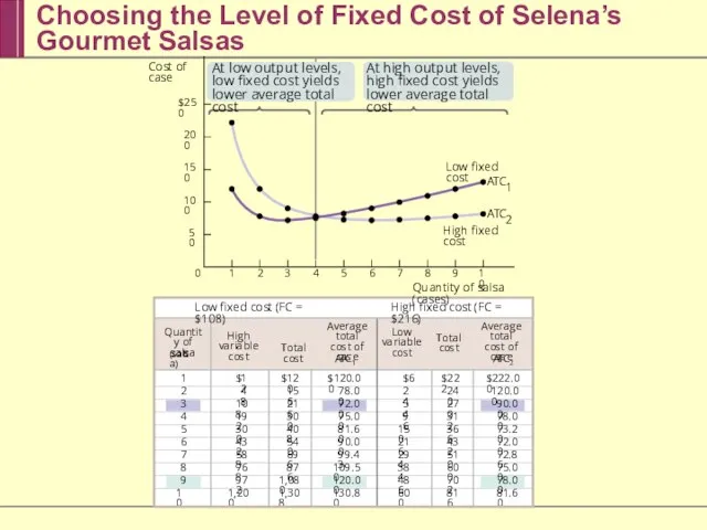 Choosing the Level of Fixed Cost of Selena’s Gourmet Salsas $250 200