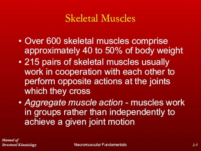 Manual of Structural Kinesiology Neuromuscular Fundamentals 2- Skeletal Muscles Over 600 skeletal