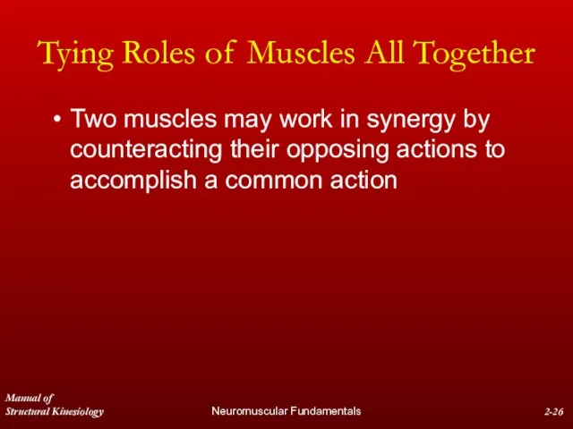 Manual of Structural Kinesiology Neuromuscular Fundamentals 2- Tying Roles of Muscles All