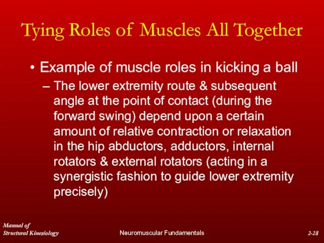 Manual of Structural Kinesiology Neuromuscular Fundamentals 2- Tying Roles of Muscles All