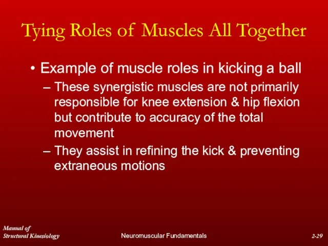 Manual of Structural Kinesiology Neuromuscular Fundamentals 2- Tying Roles of Muscles All