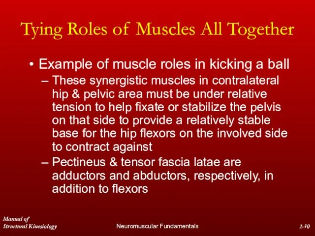 Manual of Structural Kinesiology Neuromuscular Fundamentals 2- Tying Roles of Muscles All