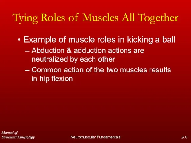 Manual of Structural Kinesiology Neuromuscular Fundamentals 2- Tying Roles of Muscles All