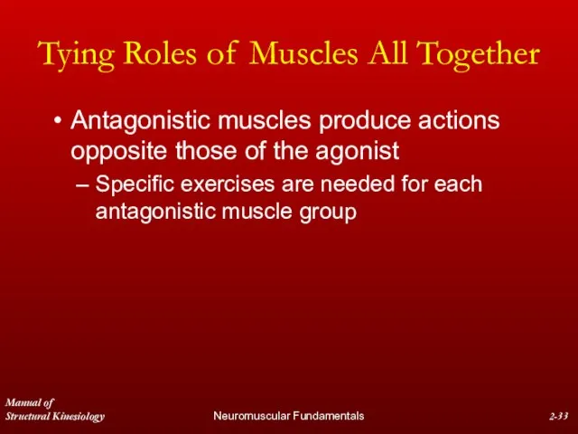 Manual of Structural Kinesiology Neuromuscular Fundamentals 2- Tying Roles of Muscles All